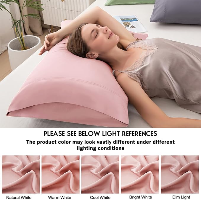 Pillowcases Queen Size 2 Pack, Cooling Pillow Cases with Envelope Closure, Cool & Breathable Pillow Cover for Hot Sleepers and Night Sweats, 20" x 30"