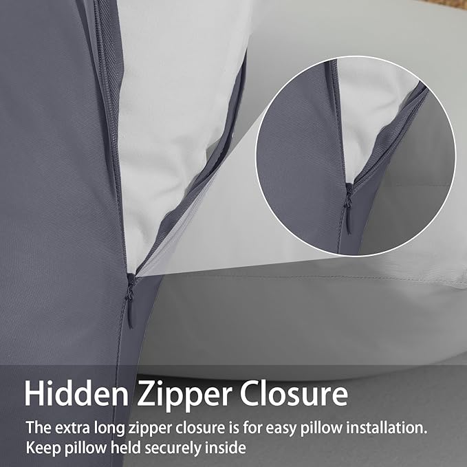 WhatsBedding Body Pillow Cover Cooling Fabric, Long Pillowcase Breathable & Skin-Friendly, Zipper Closure - Charcoal Grey (20x54 inch)