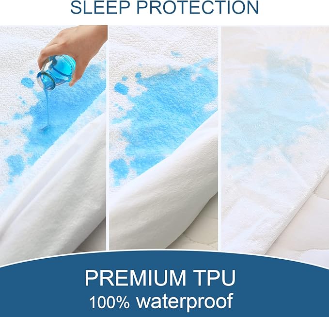 Full Size Mattress Protector Waterproof Mattress Topper Pad Cover Fitted Bed Sheets Full up -14'' Terry Super Soft & Breathable & Noiseless Mattress Protector Machine Washable