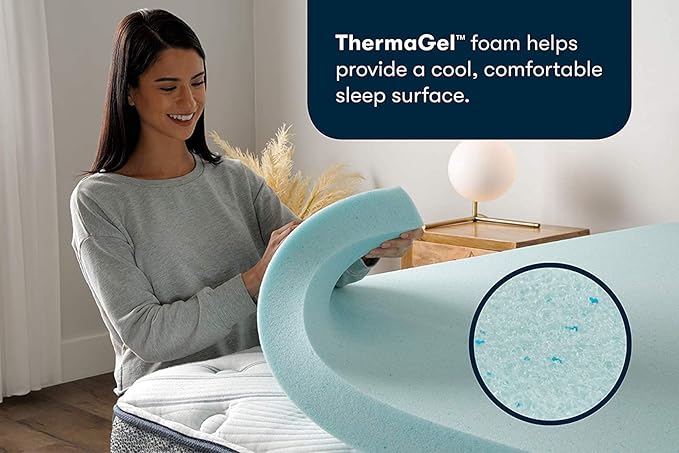 Serta ThermaGel Cooling, Pressure-Relieving Memory Foam Mattress Topper, 3 Inch, Twin XL, Made in The USA