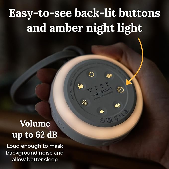 Yogasleep Hushh 2 & Crush Resistant Travel Case, (2 Piece Set) Portable Sound Machine with Backlit Buttons & Night Light, Travel Case with Double Zipper Provides Protection from Scratches & Water