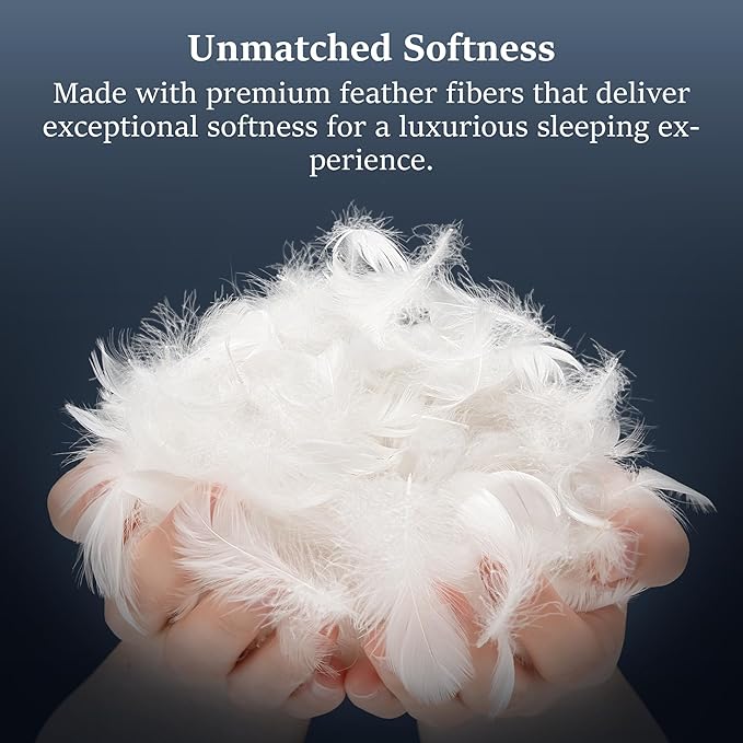 COZSINOOR Goose Feather Pillows Queen Size - Pack of 2, Hotel Down Bed Pillow for Sleeping, Soft 600 TC Cotton Cover, Fluffy Support Surround Fill Down Alternative, Softer