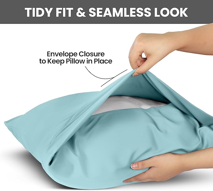 Utopia Bedding Queen Pillow Cases - 2 Pack - Envelope Closure - Soft Brushed Microfiber Fabric - Shrinkage and Fade Resistant Pillow Covers Queen Size 20 X 30 Inches (Queen, Spa Blue)