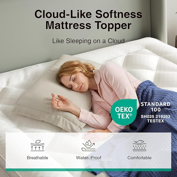 Novilla CL King Mattress Topper, Extra Thick Pillow Top - Overfilled Hotel Luxury Mattress Pad Cover for Back Pain Relief, Breathable Fluffy Down Alternative Fill, 8-21” Deep Pocket,Oatmeal