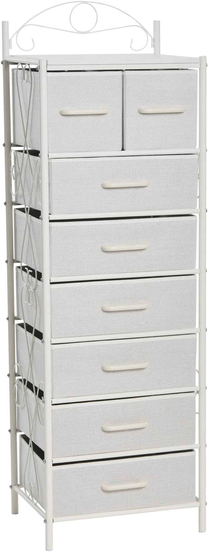 Household Essentials Scandinavian White Iron & Wood Tower Dresser