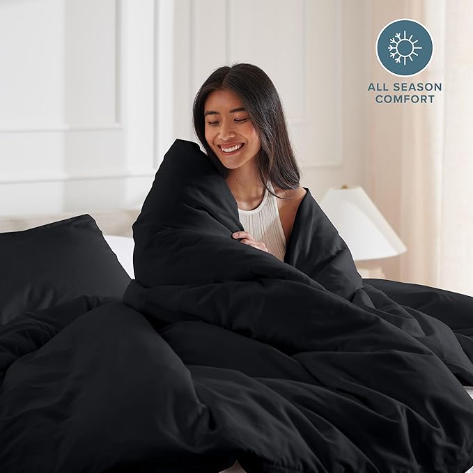 Bare Home Bedding Duvet Cover King Size - Premium 1800 Super Soft Collection - Lightweight, Cooling - Soft Breathable Bedding Duvet Cover (King, Black)