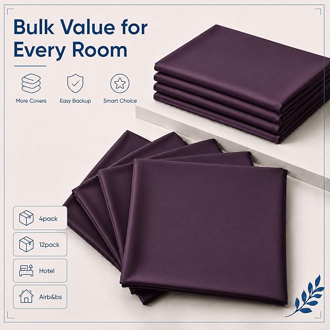 ZPECC Pillow Cases Standard Size Set of 4, 20x26 Envelope Closure Pillowcases, Soft Plain Brushed Microfiber Covers Hypoallergenic Breathable, Dark Purple