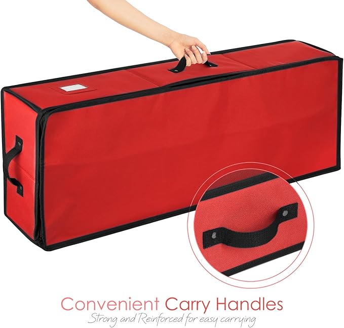 Hearth & Harbor Wrapping Paper Storage Container - Christmas Storage Bag with Interior Pockets - Gift Wrap Organizer Fits Up to 22 Rolls of 40" - Tear Proof, Red