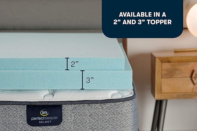 Serta ThermaGel Cooling, Pressure-Relieving Memory Foam Mattress Topper, 3 Inch, Twin XL, Made in The USA
