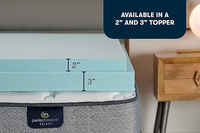 Serta ThermaGel Cooling, Pressure-Relieving Memory Foam Mattress Topper, 2 Inch, Twin, Made in The USA