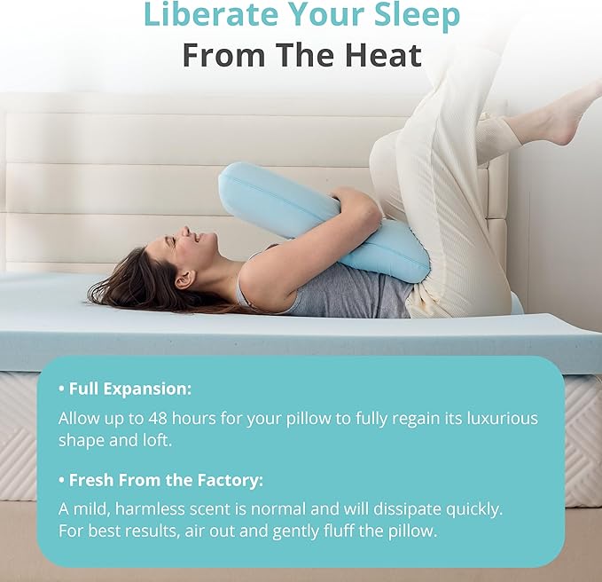 Gelsea Cooling Gel Memory Foam Pillow - Reversible Design, Neck Support for Side, Back, Stomach Sleepers, Standard Size, Removable & Machine Washable Cover, Pressure Relief for Hot Sleepers, Pale Blue