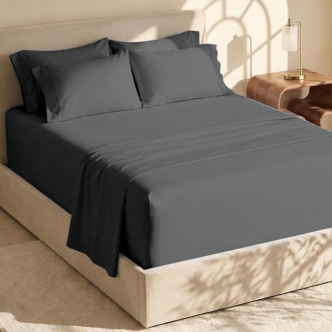 Hearth & Harbor Extra Deep Pocket Sheets - Fits Mattress 18-24 Inches Deep - Extra Deep Pocket Twin XL Sheets Sets - 4 Piece Twin XL Size - Gray