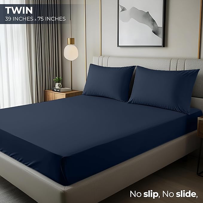 Utopia Bedding Twin Fitted Sheet - Bottom Sheet - Deep Pocket - Soft Microfiber - Shrinkage and Fade Resistant - Easy Care - 1 Fitted Sheet Only (Navy)