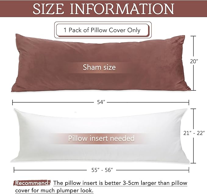 StangH Soft Velvet Body Pillow Covers - Wild Rose Body Pillow Pillowcase for Babies Pregnancy All Seasons Suitable for Bed/Couch/Sofa, 20 x 54-inch, 1 Piece
