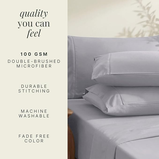Hearth & Harbor Extra Deep Pocket Sheets - Fits Mattress 18-24 Inches Deep - Extra Deep Pocket Full Size Sets - 6 Piece Full Size - Full - Light Lavender
