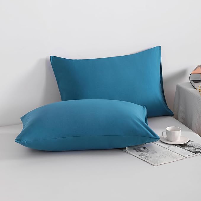 NTBAY Queen Pillowcase Set - 4 Pack Brushed Microfiber 20x30 Pillowcases - Soft, Wrinkle-Free, Fade-Resistant, Stain-Resistant, Teal Blue Pillowcases with Envelope Closure - 20x30 Inches, Teal Blue
