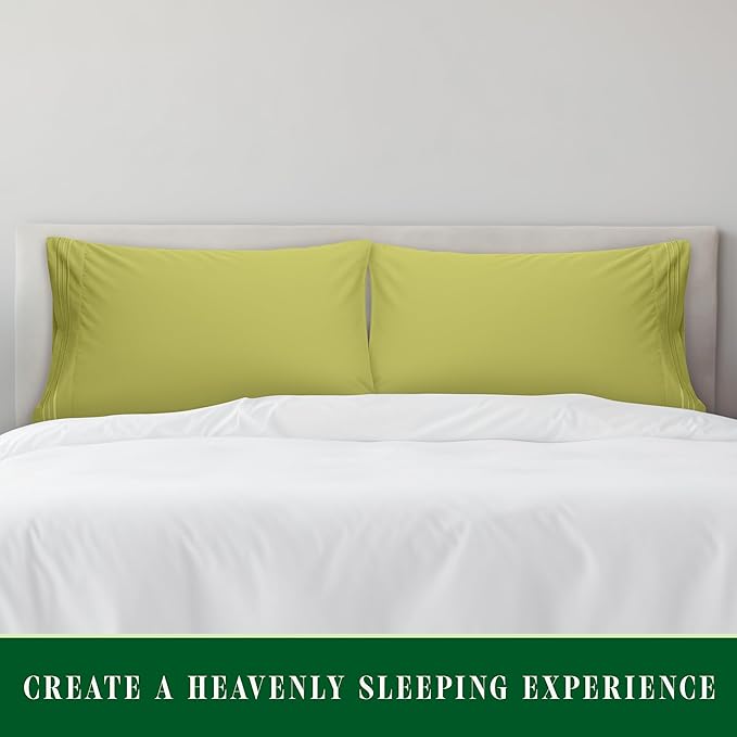 Elegant Comfort Luxury Ultra-Soft 2-Piece Pillowcase Set - 1500 Premium Hotel Quality Microfiber Double Brushed - Wrinkle Resistant, King Size, Pistachio Green