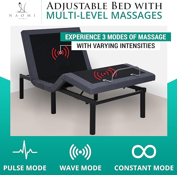 Idealbase adjustable bed frame twin with Lumbar Support & Head Tilt, Foot Incline, Back & Leg Massage, USB Ports, Massage Bed with Wireless Remote, Assembly Needed, Ergonomic Zero-Gravity Smart Bed