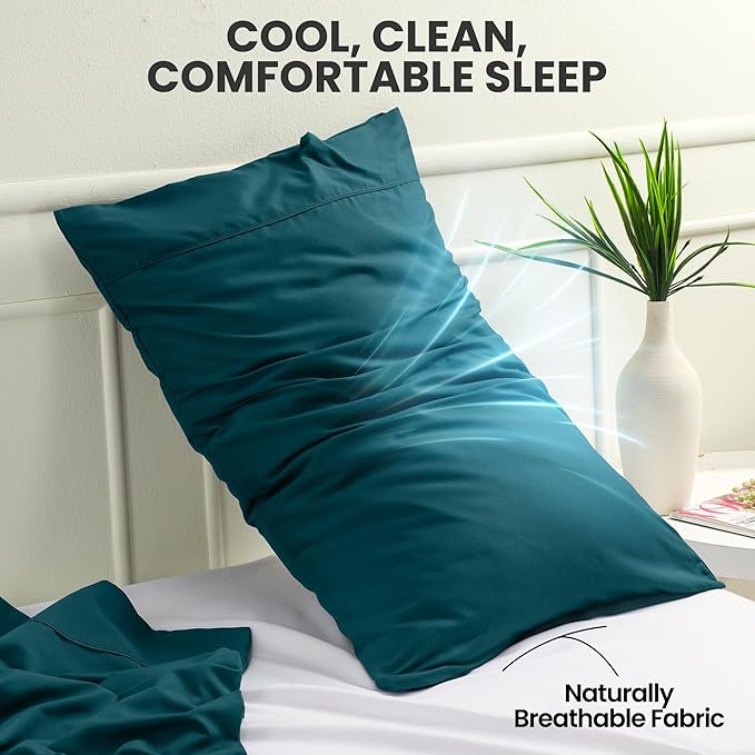 Utopia Bedding Pillow Cases King Size 2-Pack – Soft Brushed Microfiber – Envelope Closure – Perfect for Hospitals, Hotels, Guest Rooms – Oeko-TEX Certified, 20x40 Inches (Teal)