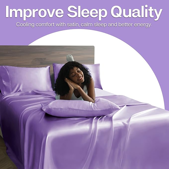MR&HM Satin Pillowcase for Hair and Skin, Silk Satin Pillowcase 2 Pack, King Size Pillow Cases Set of 2, Silky Pillow Cover with Envelope Closure (20x40, Lavender)