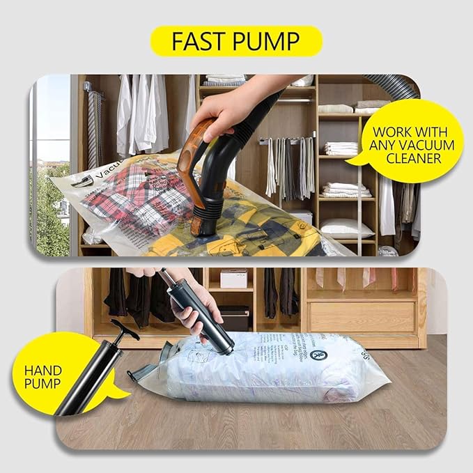 GONGSHI Vacuum Storage Bags, Space Saver Seal Bags For Clothing, Travel Luggage,Blankets, Comforters, Pillows, Clothes Storage.10 Jumbo