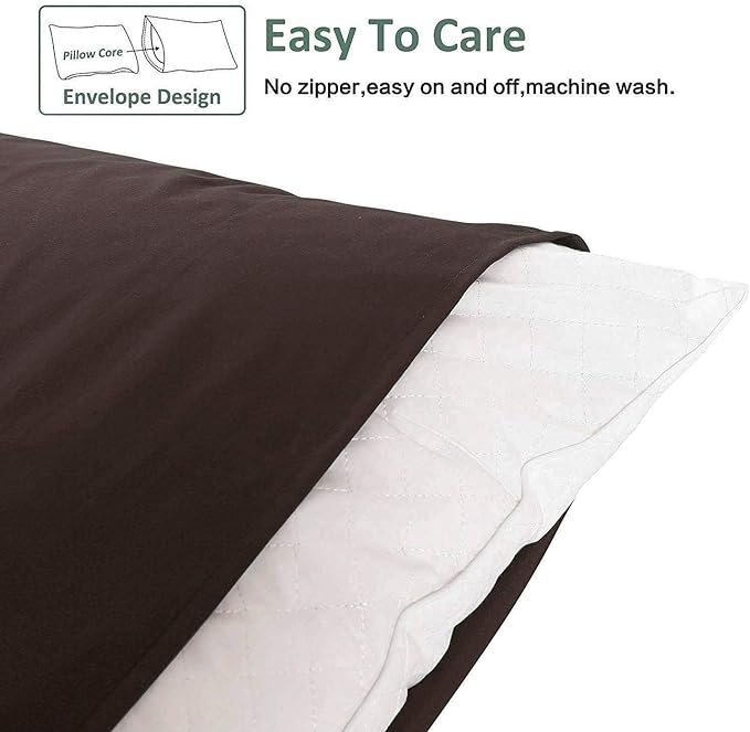 NTBAY Queen Pillowcase Set - 4 Pack Brushed Microfiber 20x30 Pillowcases - Soft, Wrinkle-Free, Fade-Resistant, Stain-Resistant, Dark Brown Pillowcases with Envelope Closure - 20x30 Inches, Dark Brown