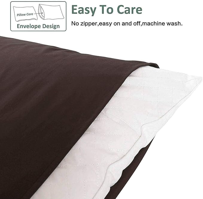NTBAY Standard Pillowcase Set - 2 Pack Brushed Microfiber 20x26 Pillowcases - Soft, Wrinkle-Free, Fade-Resistant, Stain-Resistant, Dark Brown Pillowcases with Envelope Closure - 20x26 Inches