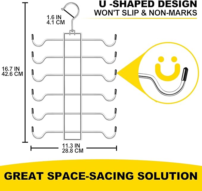 1 Pack Tank Top Hanger Space Saving, Closet-Organizer-and-Storage for Small Space, Non-Slip 6-Tier Hanging Sport Bras Holder, Dorm-Room-Essentials-for-College-Students-Girls Camisoles Swimsuits Dress