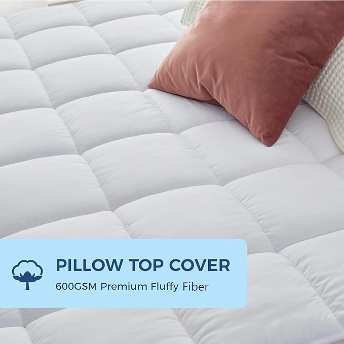 Jamdok 3Inch Queen Mattress Topper Cover(Only Cover),Mattress Protector Bedding,Foam and Latex Mattress Cover with Zipper and Adjustable Straps,Pillow Top(80 x 60”) Gray