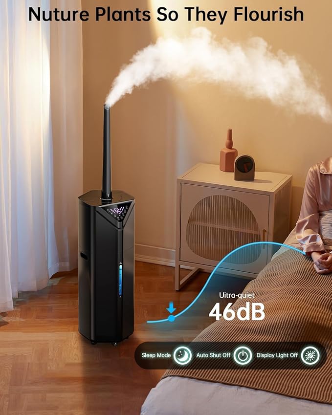 5Gal Humidifiers for Bedroom Large Room 2800ft², APP/Remote Control, 60H Quiet Supersized Cool Mist Humidifier with Auto 180°Mist Tube, 24H Timer, Top Fill, Humidifiers for Home Office Plants
