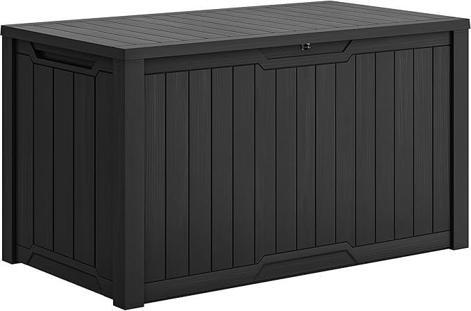 YITAHOME XXL 240 Gallon Large Outdoor Storage Deck Box for Patio Furniture, Outdoor Cushions, Garden Tools and Sports/Pools Equipment, Weather Resistant Resin, Lockable (Black)