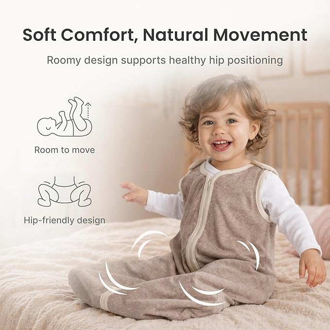 Baby Deedee Sleep Nest Lite - Baby Sleep Sack 0.6 TOG 18-36 Months, Sleeping Bag with Soft Cotton & Patented Shoulder Snaps, Toddler Wearable Blanket for Boys & Girls, Heather Gray Navy