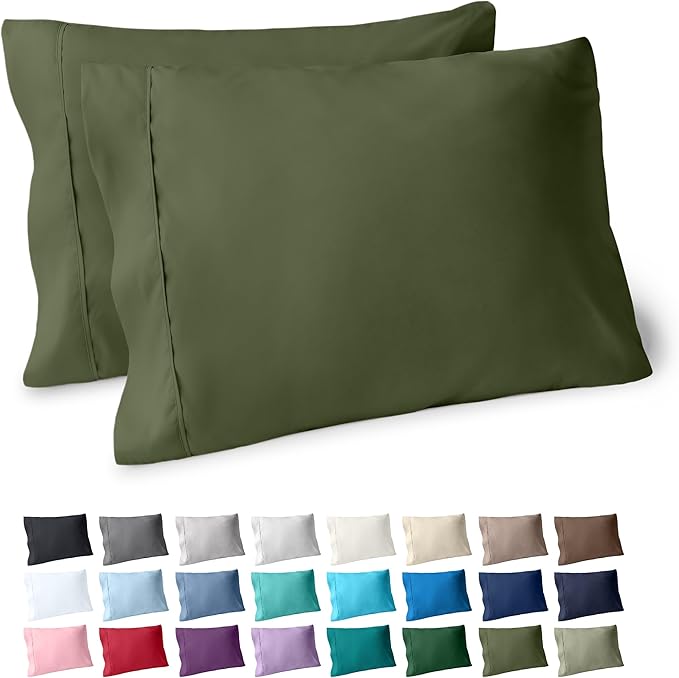 Bare Home Microfiber Pillow Cases - Standard/Queen Size Set of 2 - Cooling Pillowcases - Double Brushed - Cypress Pillowcases 2 Pack - Easy Care (Standard Pillowcase Set of 2, Cypress)