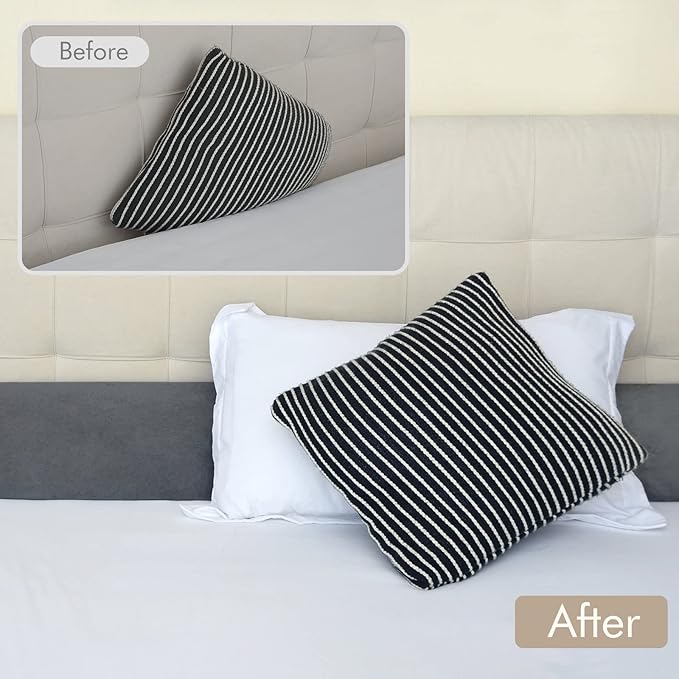 Vekkia Twin Bed Wedge Pillow for Headboard Gap Filler(0-5"),High-Density Foam,Prevents Pillows & Items from Falling,Ergonomic Design,Large Storage Pockets, Removable&Washable Cover,Gray,39''x10''x6''