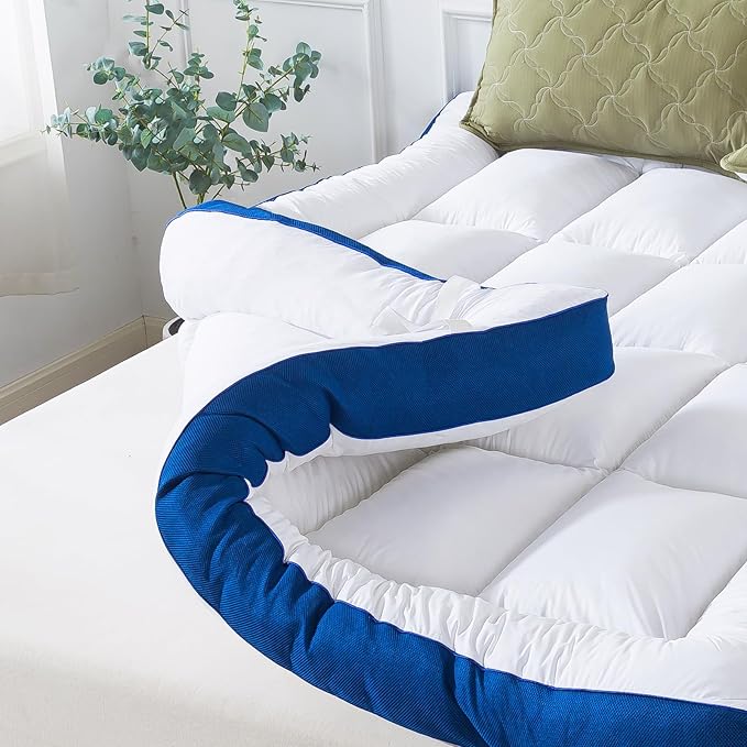 WhatsBedding 5 Inch Queen Mattress Topper for Back Pain Relief, Filled with Breathable & Soft Memory Foam Pillow Top,4 Elastic Straps