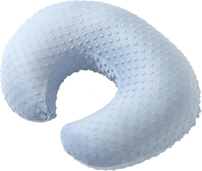 Baby Nursing Pillow and Body Positioner with Premium Slipcover for Breastfeeding for Baby Boys and Girls, Feeding Pillow with Breathable Comfortable Pillowcase (Blue)