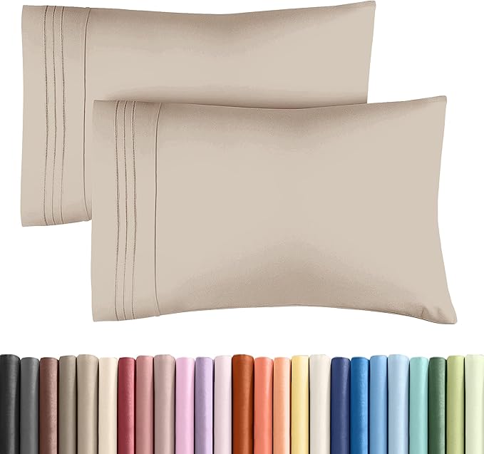 King Standard Pillow Cases Set of 2 - Ultra-Soft Hotel Quality Pillowcase Covers - Comfy, Cozy & Fade Free - Wrinkle Resistant - Machine Washable Pillow Protectors - 2 Piece Set - King Standard Wheat