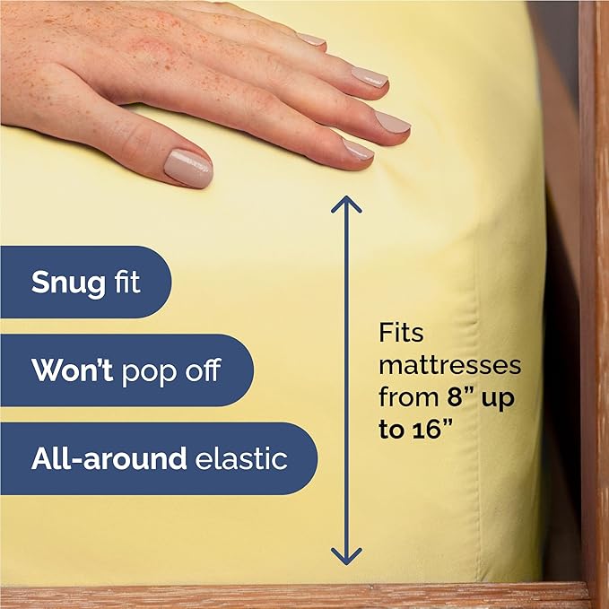 Full 6 Piece Sheet Set - Comfy, Breathable & Cooling - Hotel Luxury Bedding for Women, Men, Kids, Teens and Children - 1 Flat & 1 Fitted Sheet & 4 Pillowcases w/ Deep Pockets - Wrinkle Free - Yellow