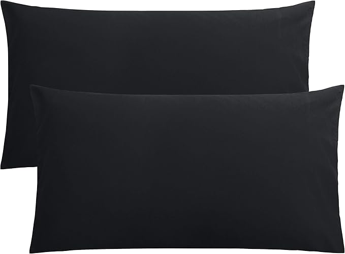 FLXXIE King Pillow Cases Set of 2, Soft Microfiber Pillow Covers with Envelope Closure, Wrinkle, Fade and Stain Resistant Pillowcases, 20x36, Black