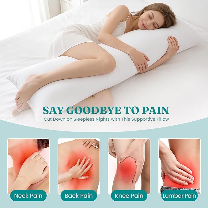 Oubonun 21x54 Full Body Pillow for Adults, Big Long Bed Pillow for Sleeping, Premium Firm Body Support Pillows for Side Sleepers