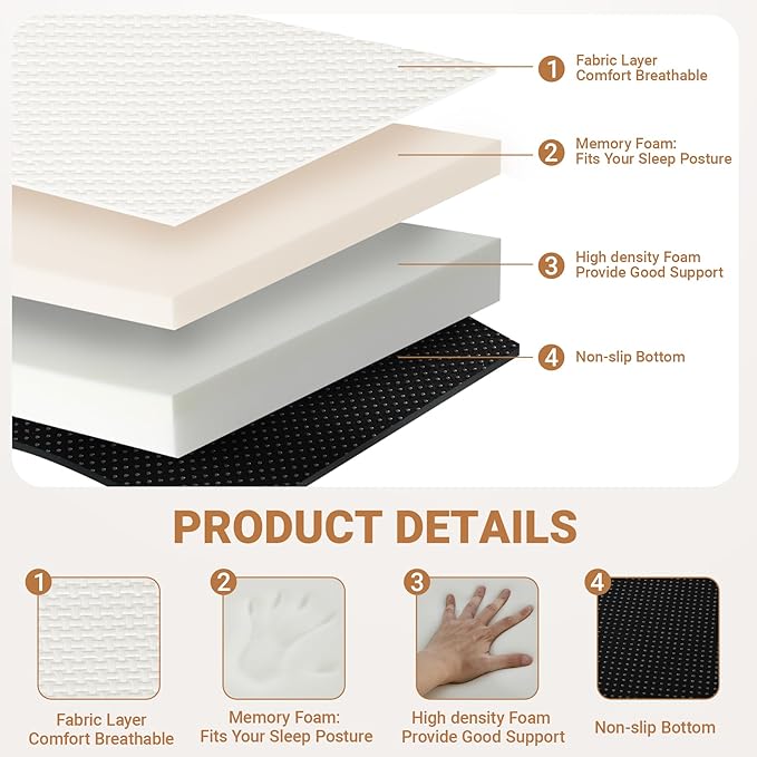 Foldable Mattress Queen, Memory Foam Tri Fold Mattress with Removable Washable Cover, 4 inch Folding Mattresses Floor Bed Sleeping Pad for Guest, RV, Travel, Camping, White, 78"x58"x4"