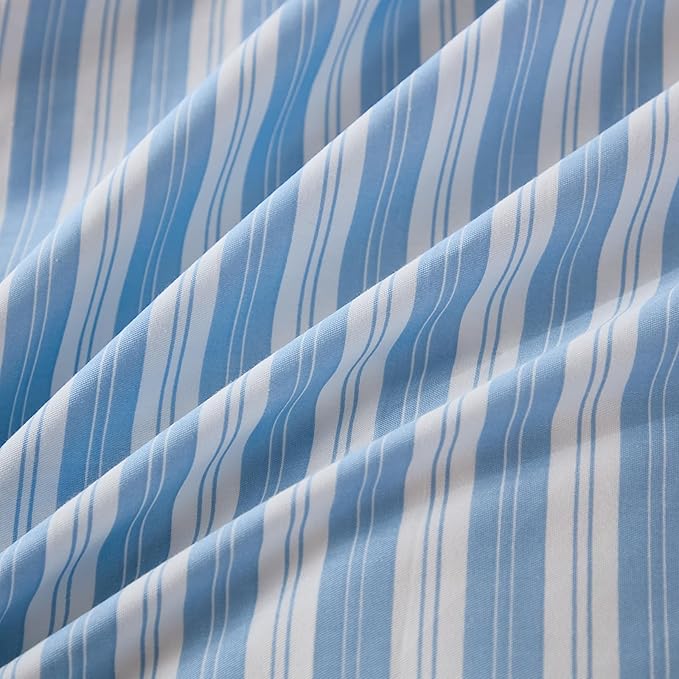Merryword Body Pillow Cover 20x54inches, 100% Cotton Pillow Case, Blue and White Striped Pillowcase, Soft Breathable Ribbon Stripes Long Pillowcase, 1-Piece