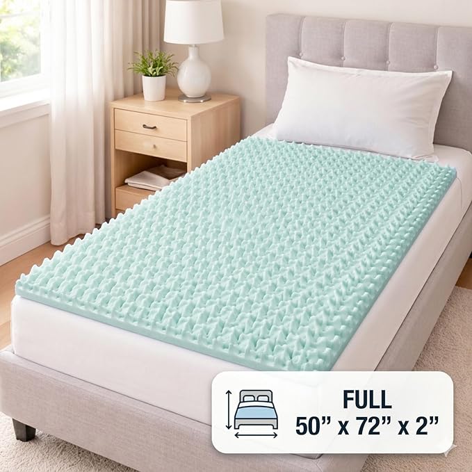 DMI Foam Mattress Topper, Egg Crate Foam Pad, Mattress Pad and Bed Topper for Support, Air Circulation, Pressure Relief and Weight Distribution, Full Size Mattress, 50 x 72 x 2, Blue