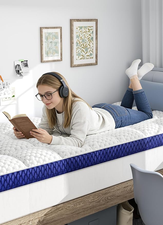 BEDELITE Twin XL Mattress Topper 3 Inch Thick Mattress Pad, Plush Pillow Top Bed Cover with Elastic Deep Pockets Up to 6-24 Inch for Pressure Relief, Shredded Memory Foam Filling