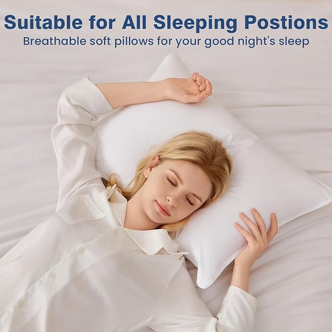 Goose Down Pillows Standard Size Set of 4, Hotel Pillow for Bed Sleeping 4 Pack, 900 Fill Power Goose Feather Pillows with 700 TC 100% Organic Cotton Shell for Side Back Stomach Sleepers, 18"x26"
