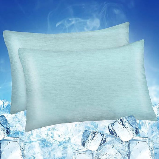 LUXEAR 2 Pack Cooling Pillow Cases King Size, Arc-Chill Q-Max > 0.5 for Hot Sleepers, Hair & Skin Friendly, Double-Sided, Machine Washable, Hidden Zipper, Gifts for Women Men, 20x36, Green