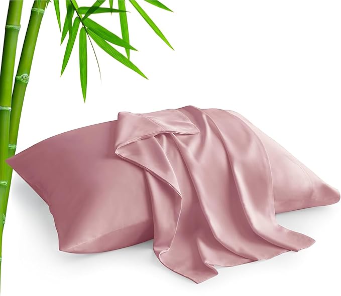 BEDELITE King Size Pillow Cases Set of 2, Rayon Derived from Bamboo, Cooling Pillow Cases for Hot Sleepers & Night Sweats, Breathable and Silky Soft Envelope Pillowcases(Rose Pink, 20"x36")