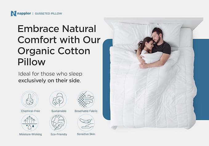 Nappler Side and Back Sleeper Pillow for Neck and Shoulder Pain Relief-Shredded Memory Foam Bed Pillow for Sleeping - 100% Adjustable Fill - Queen Size - Set of 2 - Washable Case. Extra Fill Included