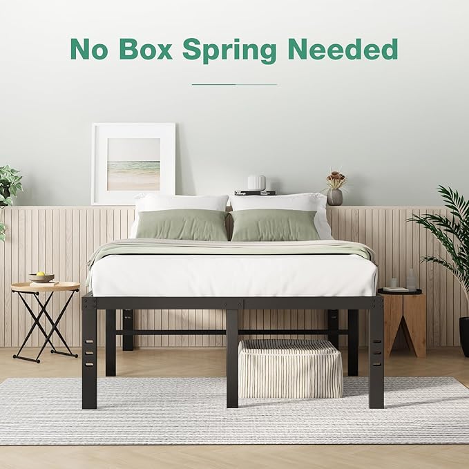 Novilla Bed Frame King Size, 18 Inch Simplicity Metal Platform King Size Bed Frame with Underbed Storage, No Box Spring Needed, Heavy Duty Steel Slat Support, for Bedroom, Guest Room, Noiseless
