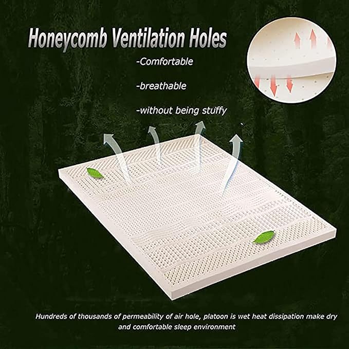 100% Natural Latex Mattress, Thick Soft Mattress Topper Portable Relieves Pressure, Organic Latex Mattress Cover,3in,135x190cm(53x75in)